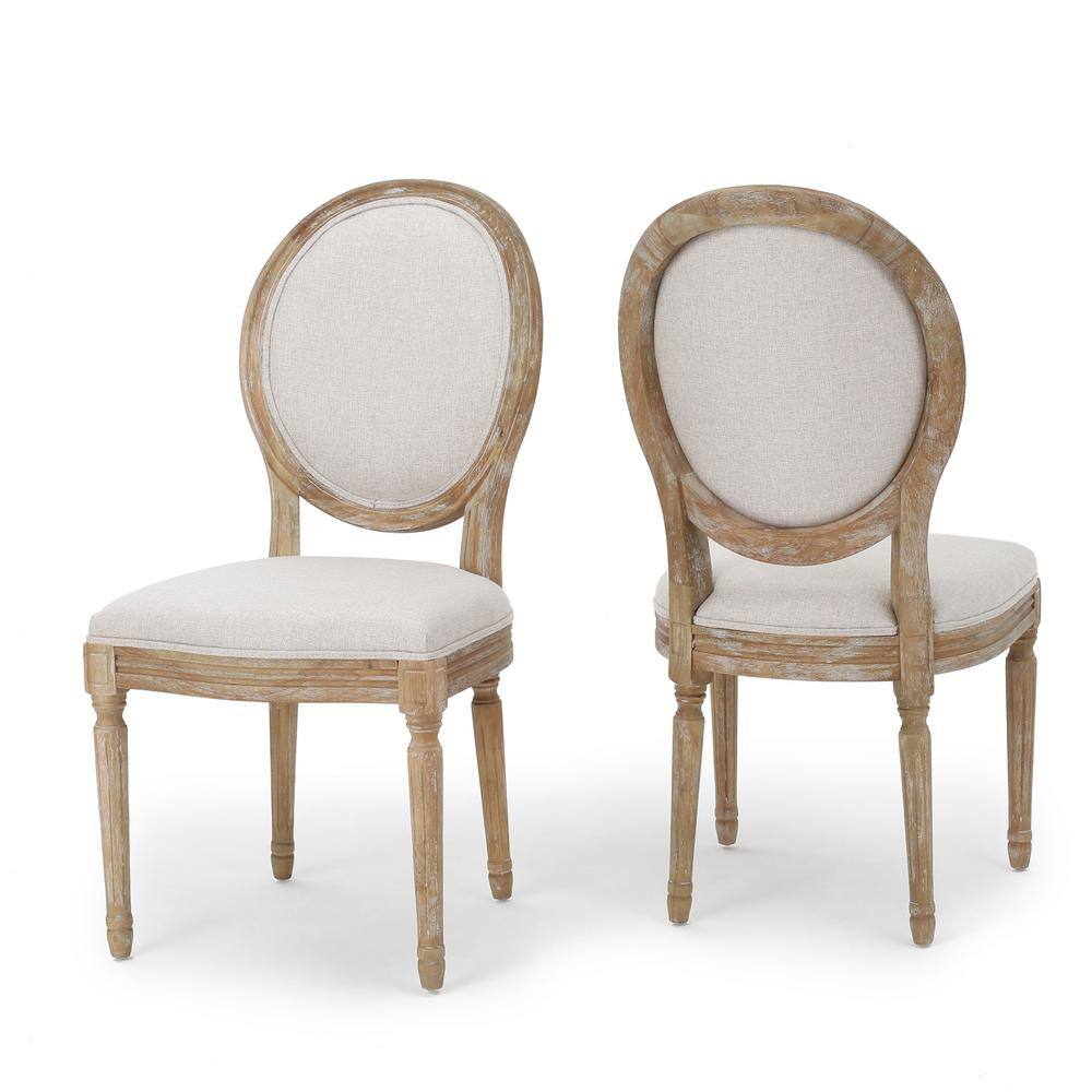 Noble House Phinnaeus Beige Fabric Dining Chairs (Set of 2) 11455