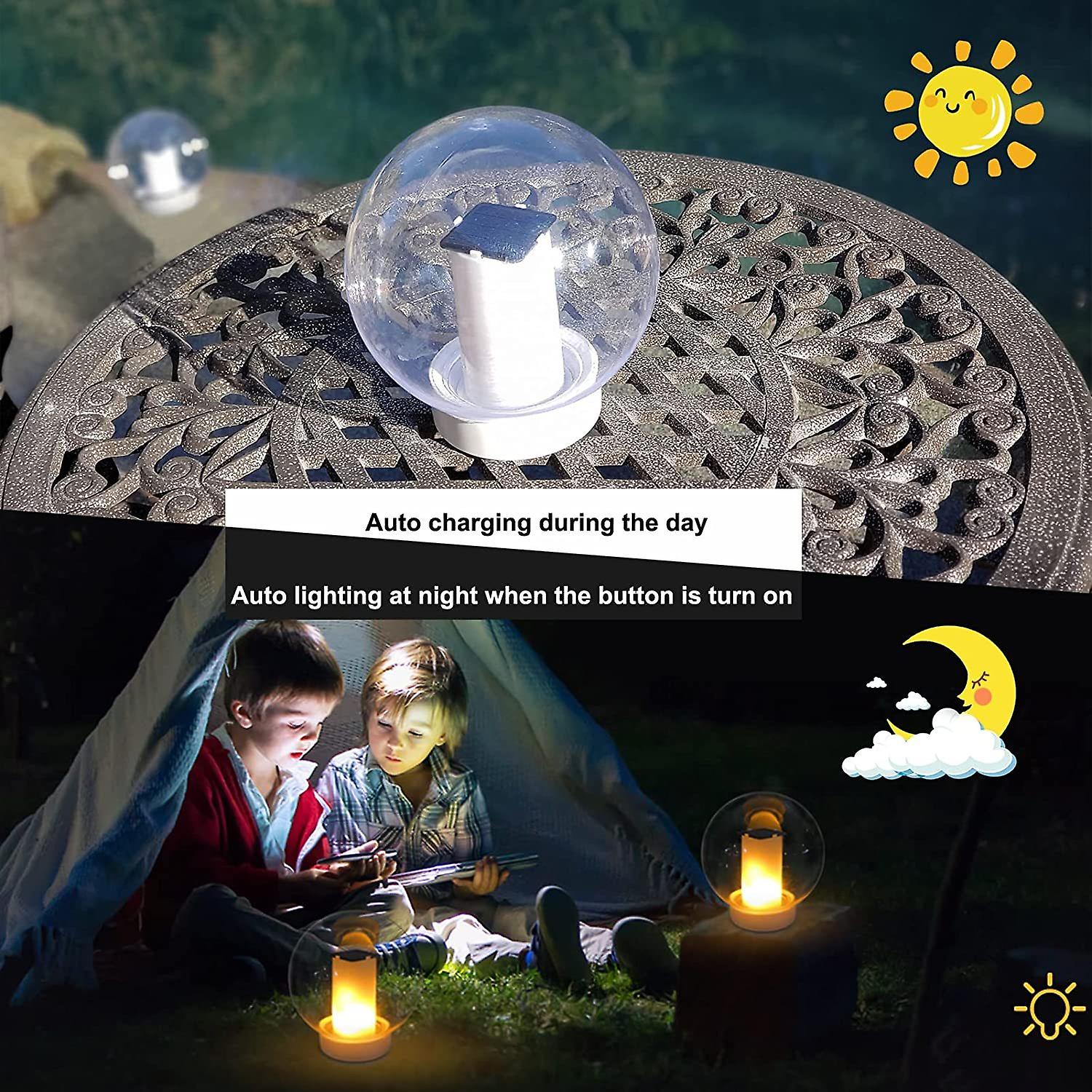 Floating Pool Lights， Solar Flame Lights Flickering Ip68 Waterproof Ball Night Lights， Outdoor Lantern Landscape Decoration Lamp For Pool， Pond， Event