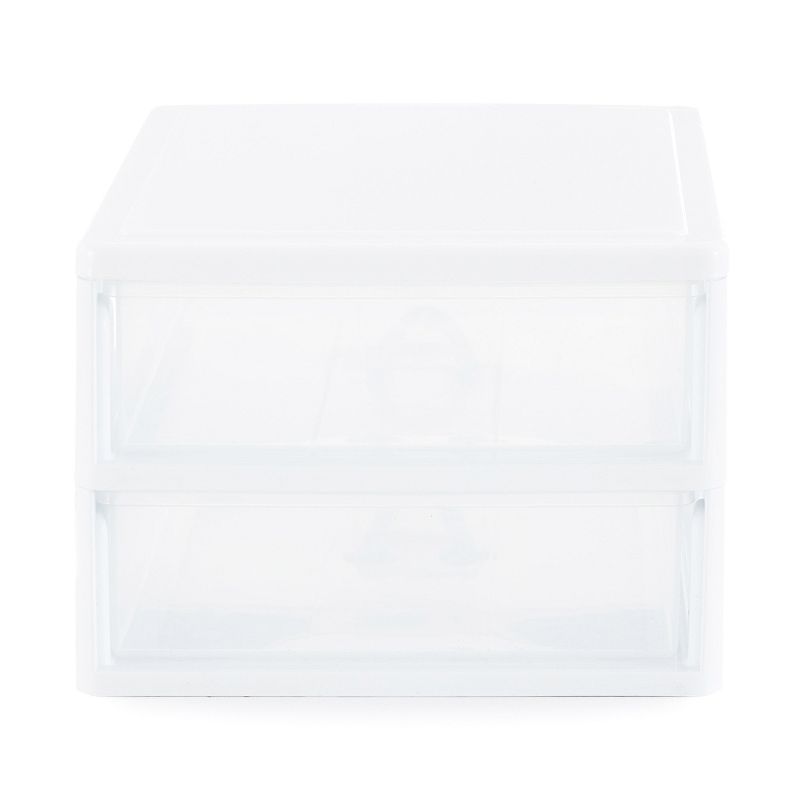 Gracious Living Clear Mini 2 Drawer Desk and Office Organizer with White Finish