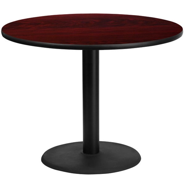 42'' Round Laminate Table Top with 24'' Round Table Height Base - Mahogany