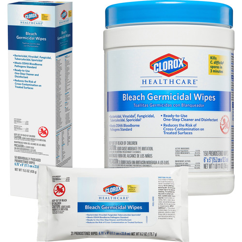 Clorox Healthcare Bleach Germicidal Wipes  CLO31424