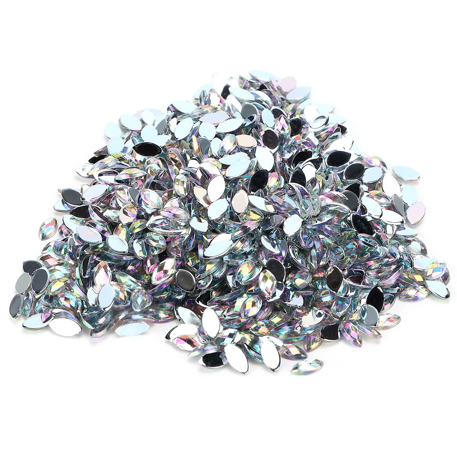 1000pcs Crafts Rhinestones Diy Horse Eye Shaped Fancy Flatback Glass Crystals Beads For Handicraft Decoration Gift01 White Ab