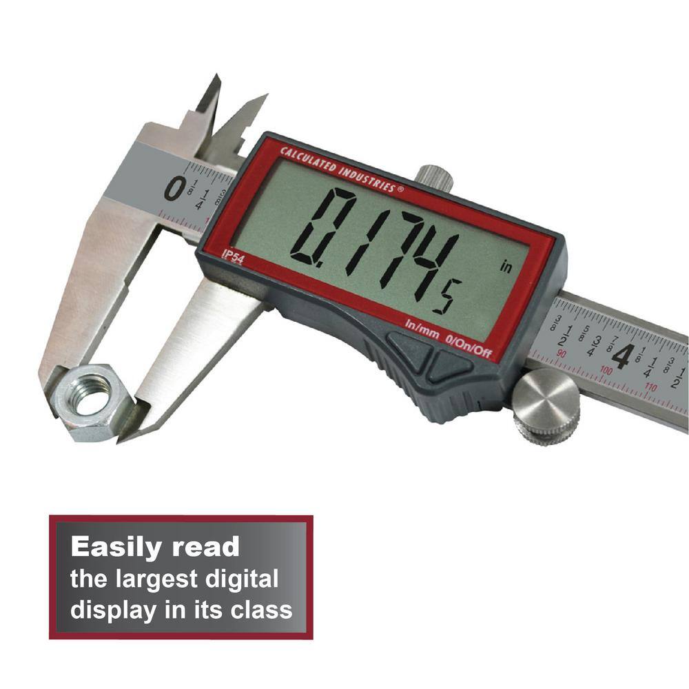 Calculated Industries AccuMASTER Digital Vernier Caliper Stainless Steel 6 in. Tool Displays Fractions to 164 in Decimal Inches Millimeters 7410