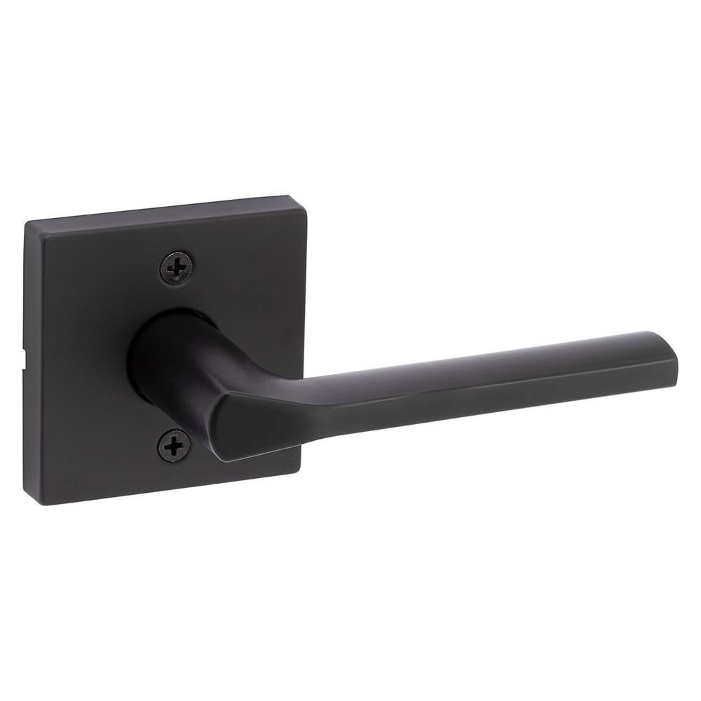 Kwikset Lisbon Square Matte Black HallCloset Door Lever 720LSLSQT5146ALRCS