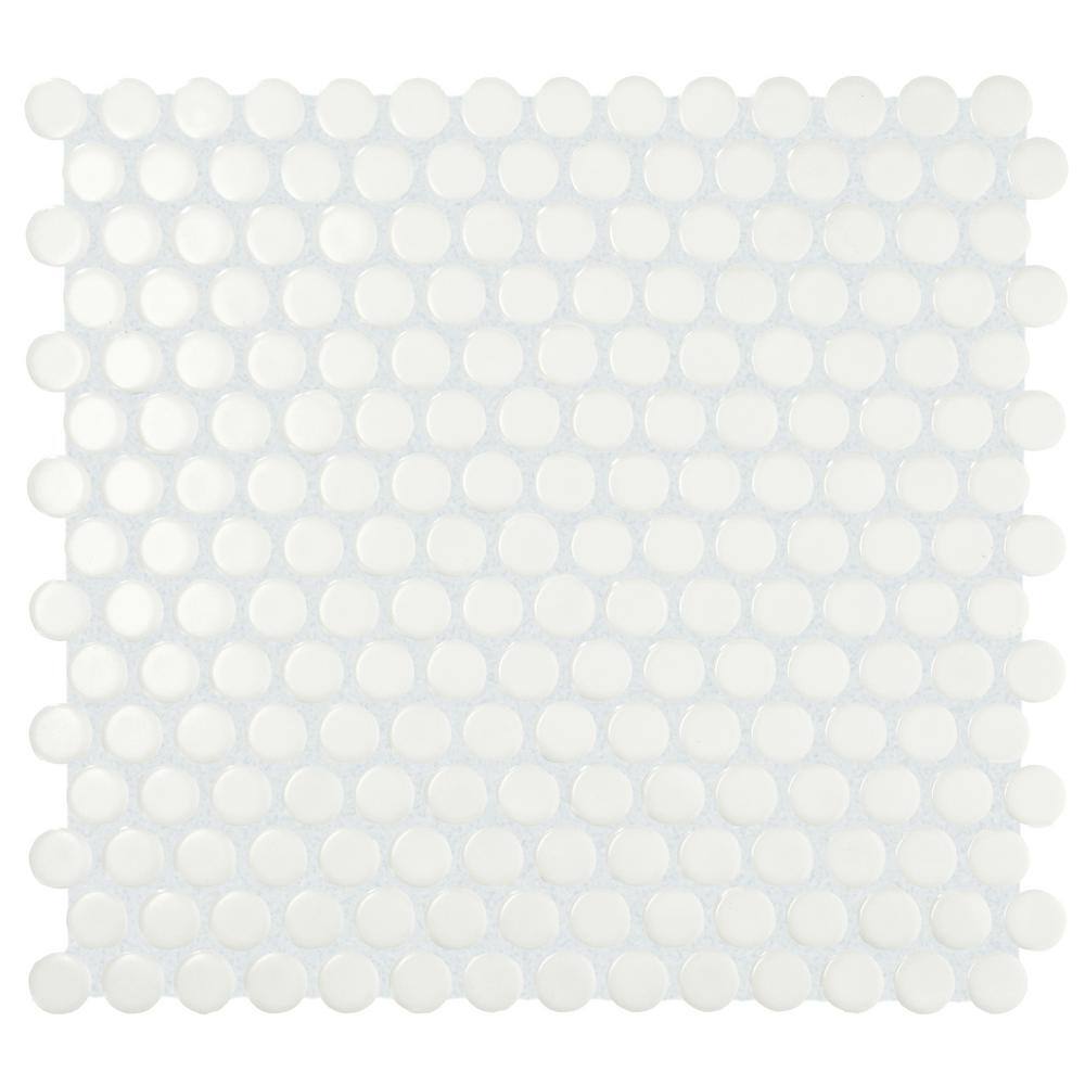 Daltile Restore Satin White 10 in. x 11 in. Glazed Ceramic Penny Round Mosaic Tile (0.83 sq. ft.Piece) RE19PNYRDHD1P