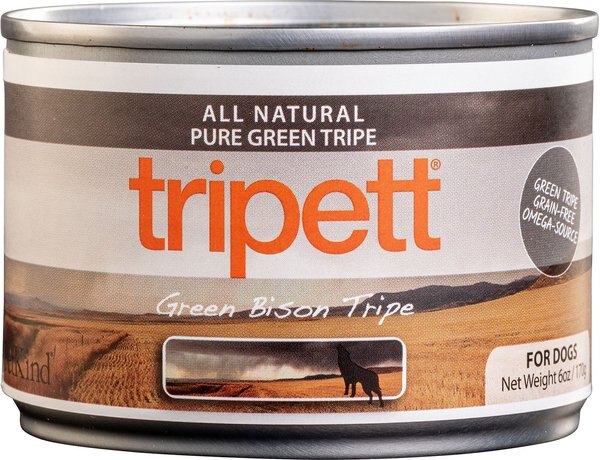 PetKind Tripett Green Bison Tripe Grain-Free Canned Dog Food， 5.5-oz， case of 24