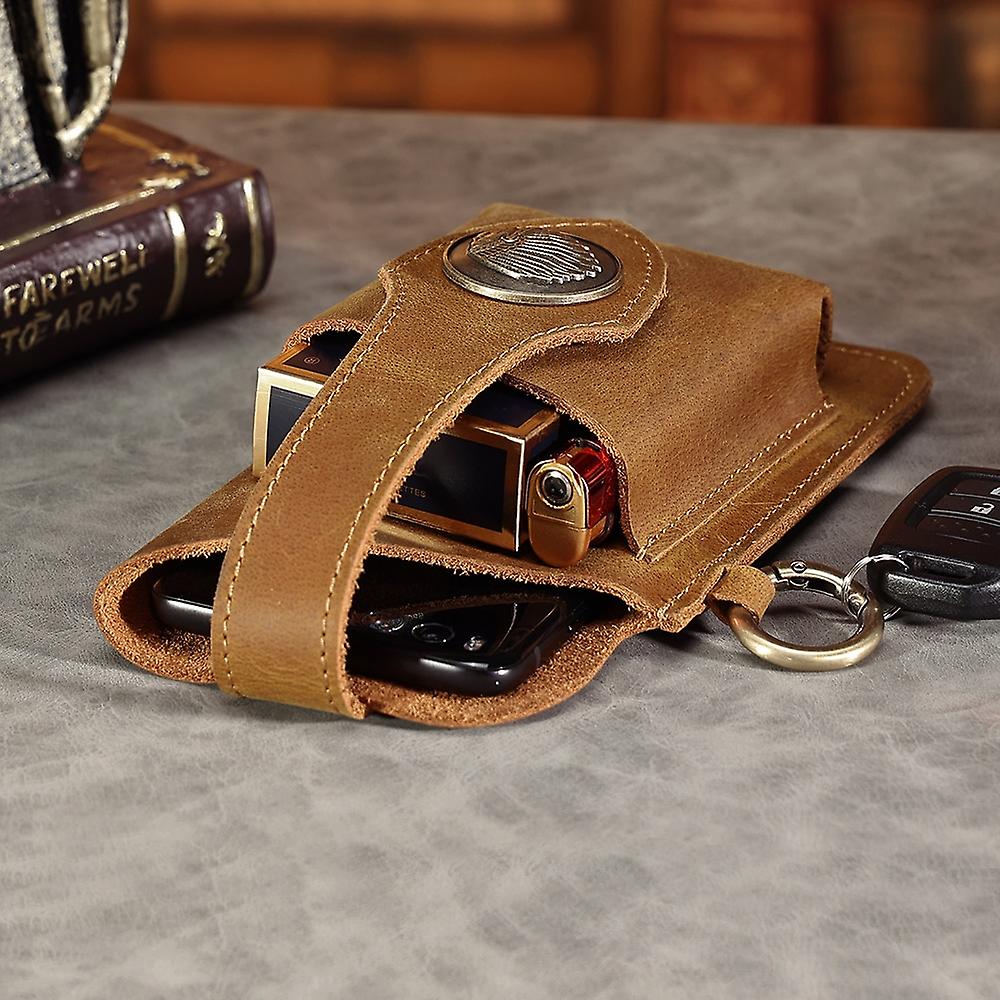 Tool Organizer Multifunctional Leather Mobile Phone Bag Vintage Leather Belt Waist Bag Men Holster Portable Key Holder