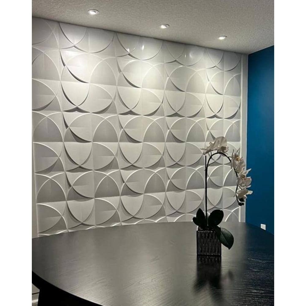 Art3dwallpanels 11.8 in. x 11.8 in. White Windmill Design PVC 3D Wall Panels for Interior Wall Pack of 33 Tiles (32 sq. ft.Box) A10hd329