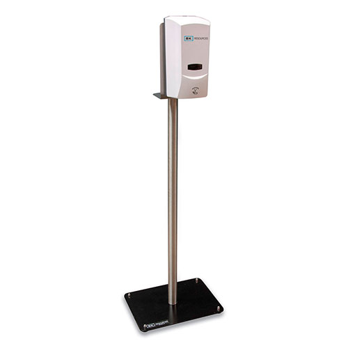 BK Resources Hand Sanitizer Stand with Hands Free Dispenser | 12 x 16 x 51， Silver