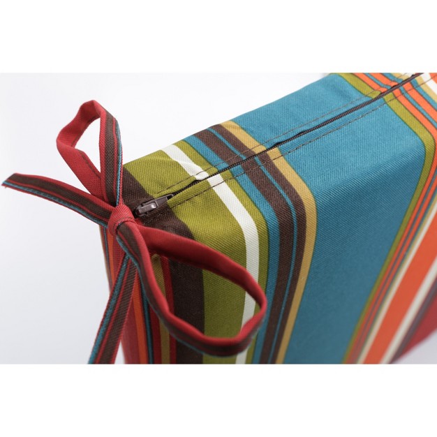 Outdoor Bench Cushion Brown red teal Stripe Pillow Perfect