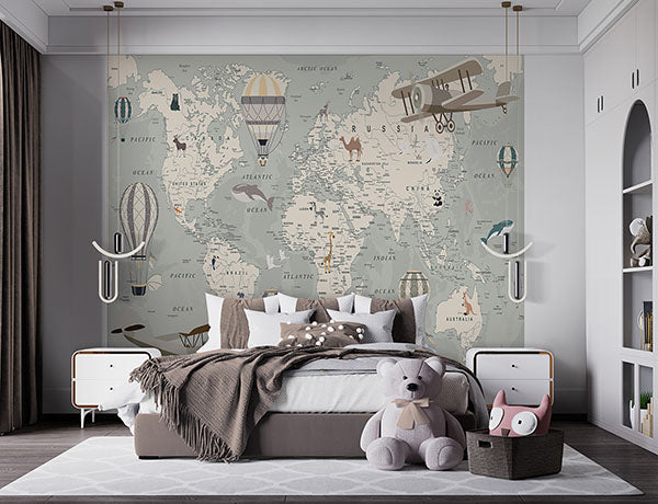 Map of the World Wall Mural by Brewster