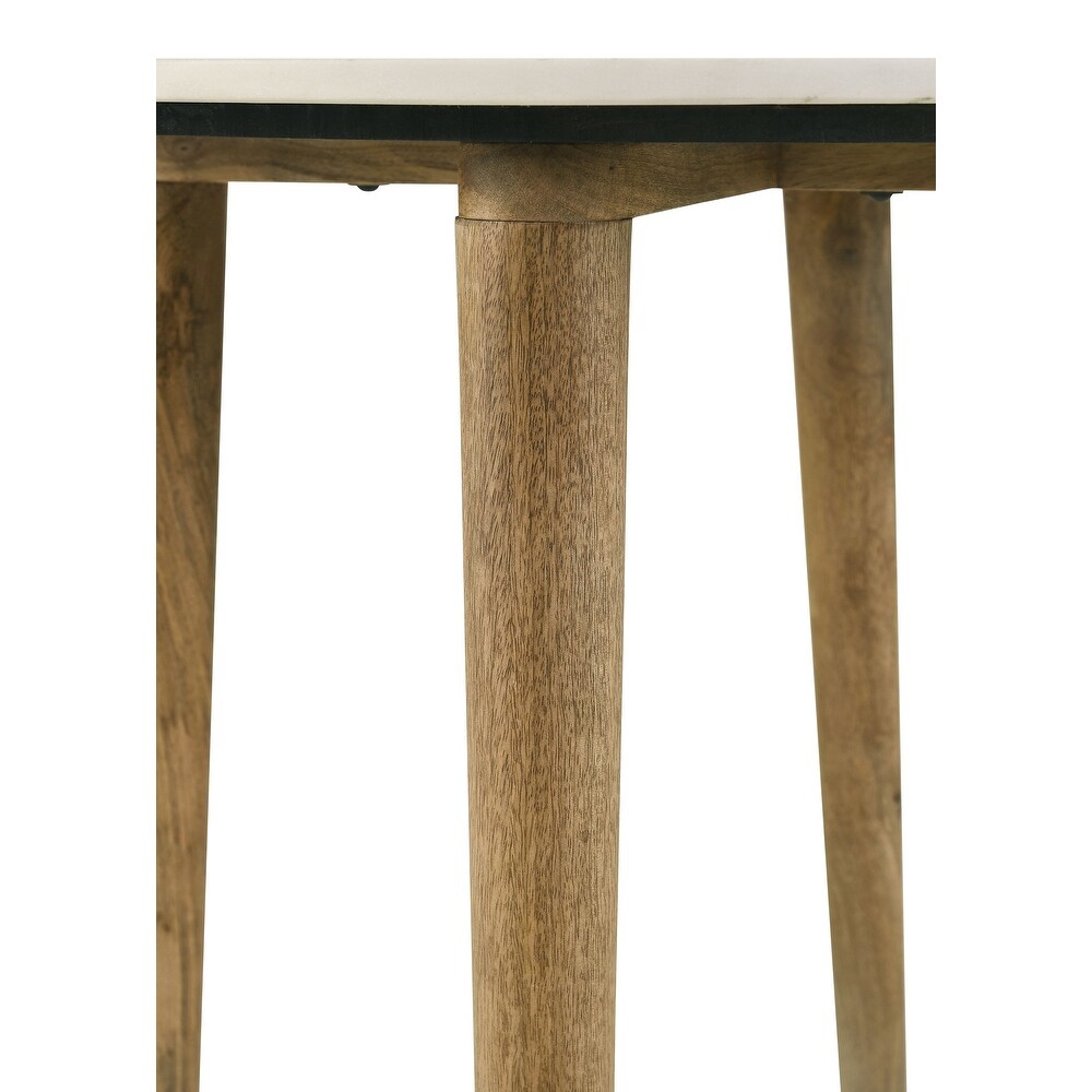 Coaster Furniture Aldis Round Marble Top End Table White and Natural   22.00'' x 22.00'' x 22.00''