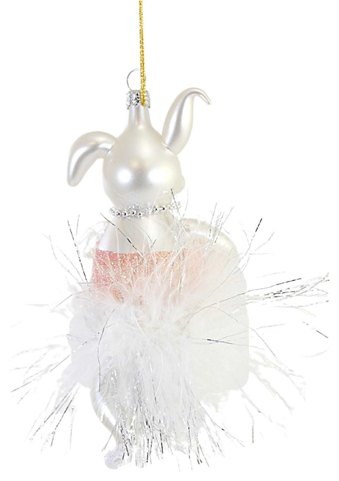 De Carlini Bunny In Feathered Tutu Glass Ornament Easter Spring Ballet A5462bf   Christmas Ornaments   by Story Book Kids Inc  Houzz