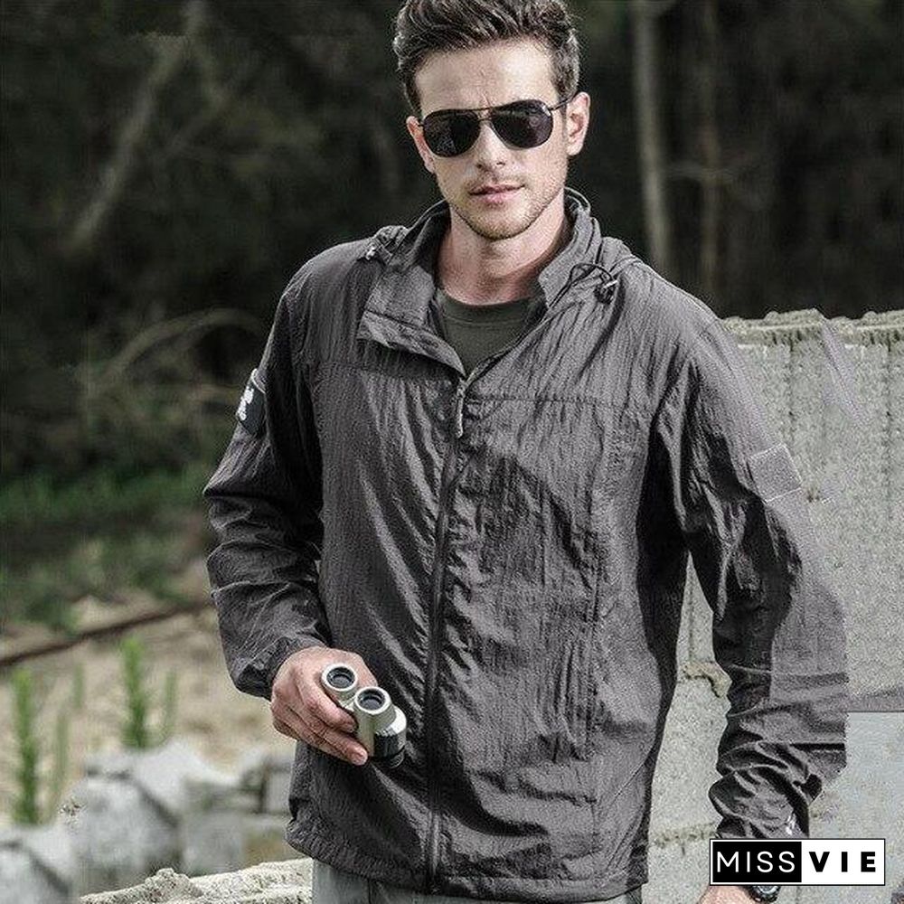 Lightweight Waterproof Tactical Jacket Men Breathable Thin Hoody Raincoat Military Portable Windbreaker Jackets