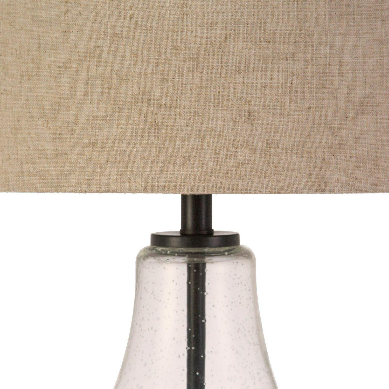 EvelynandZoe Traditional Seeded Glass Table Lamp with Flax Shade