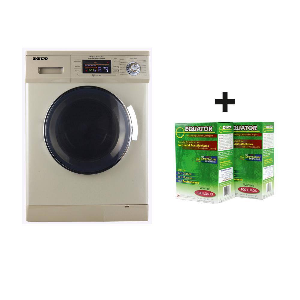 Equator 1.57 cu. ft. 110V All-in-One Washer and Dryer Combo in Gold with 2-Boxes of HE Detergent 4400NGold+Det