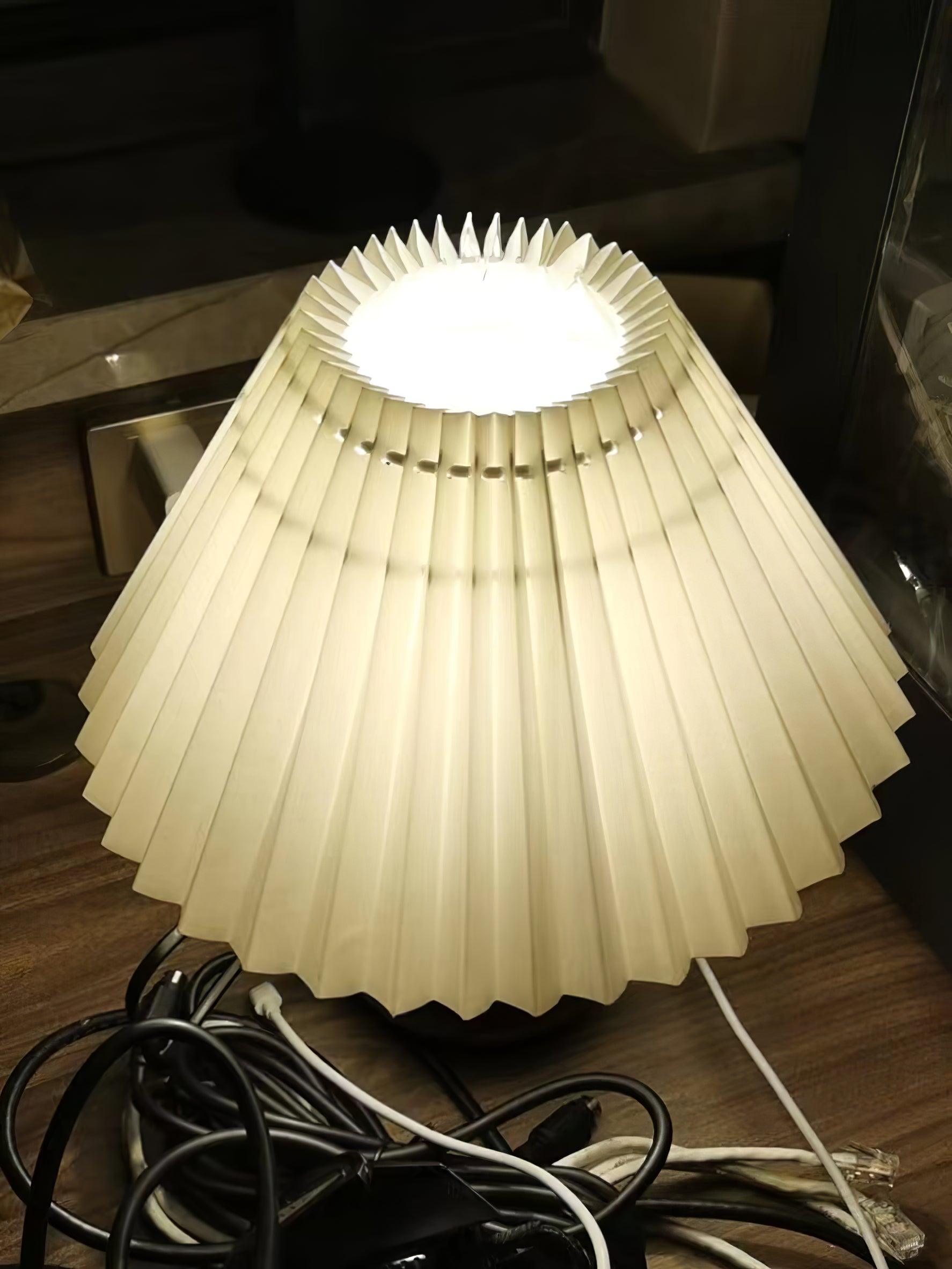 Wooden Pleated Table Lamp