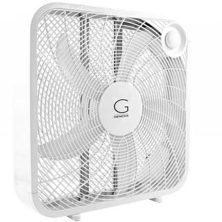 GENESIS 20 in. Box Fan 3-Settings Silent Cooling Technology Carry Handle 20 in. White G20BOX-WHT