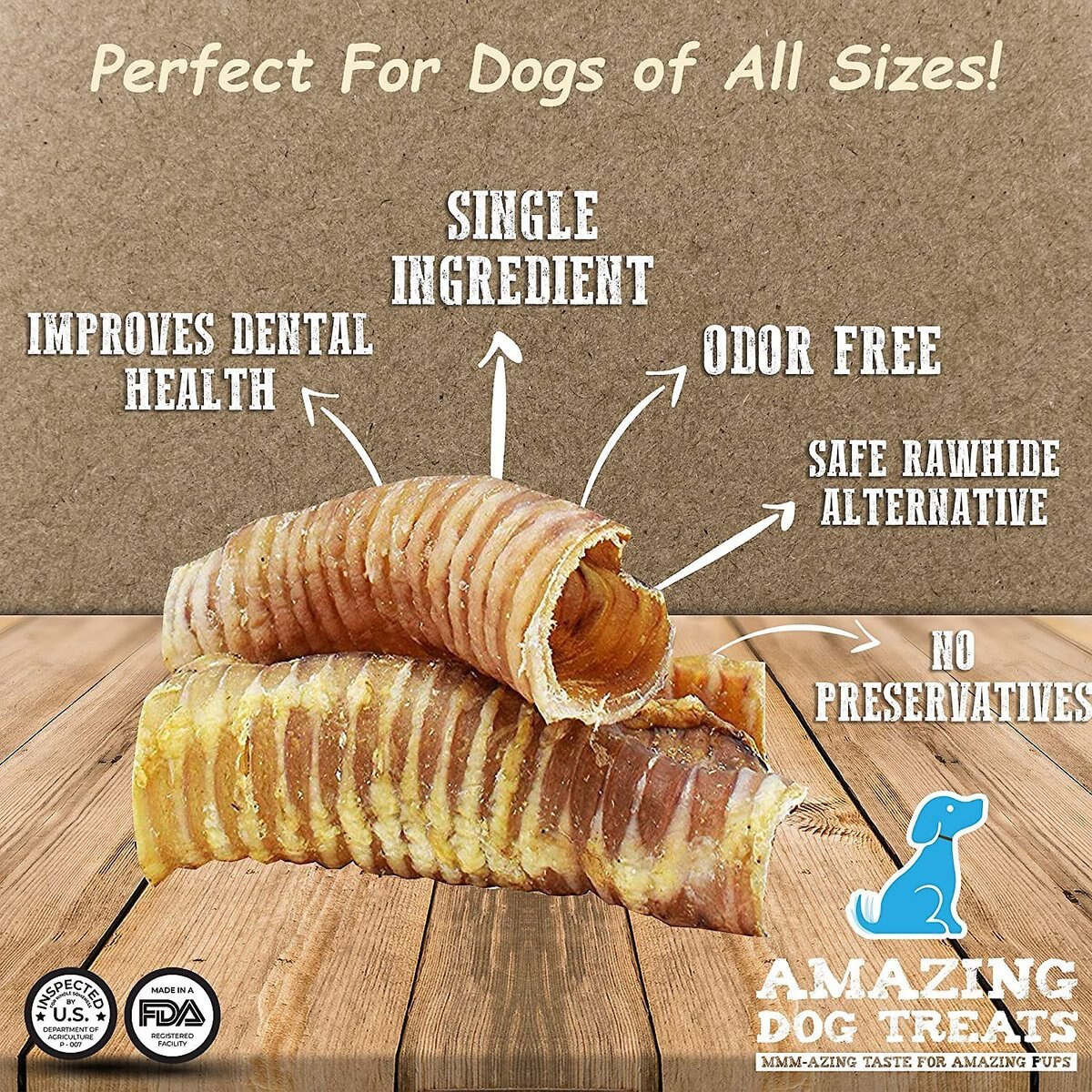 Amazing Dog Treats Beef Trachea 6-inch Dog Treats