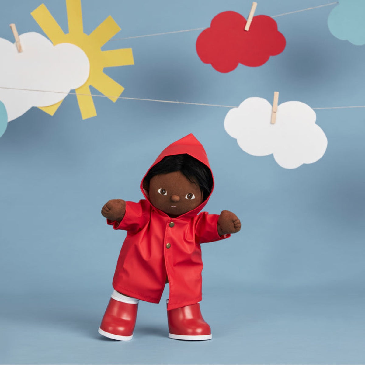 Dinkum Doll Rainy Play Outfit - Red by Olli Ella