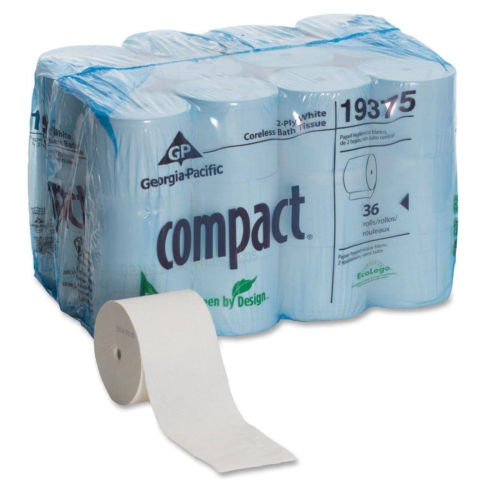 Georgia-Pacific Compact White Coreless Bathroom Tissue 2-Ply (1000 Sheets per Roll) GEP19375