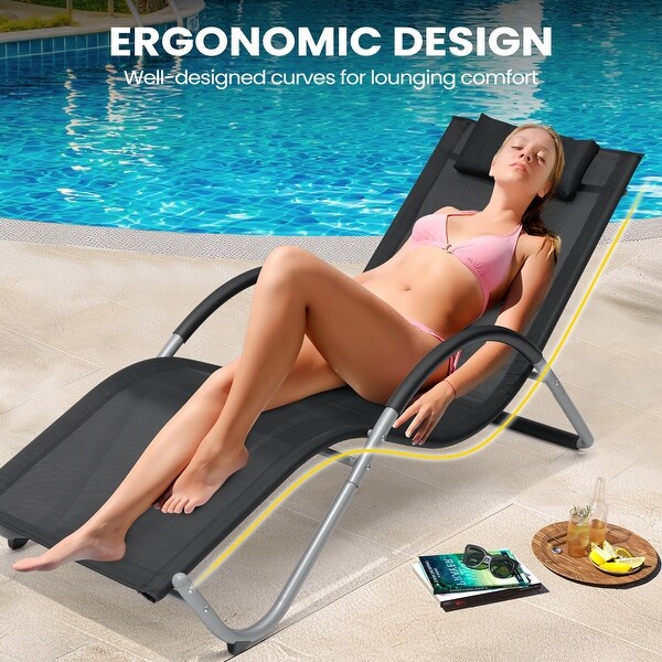 Pellebant Outdoor Patio Chaise Lounge Chairs with Headrest