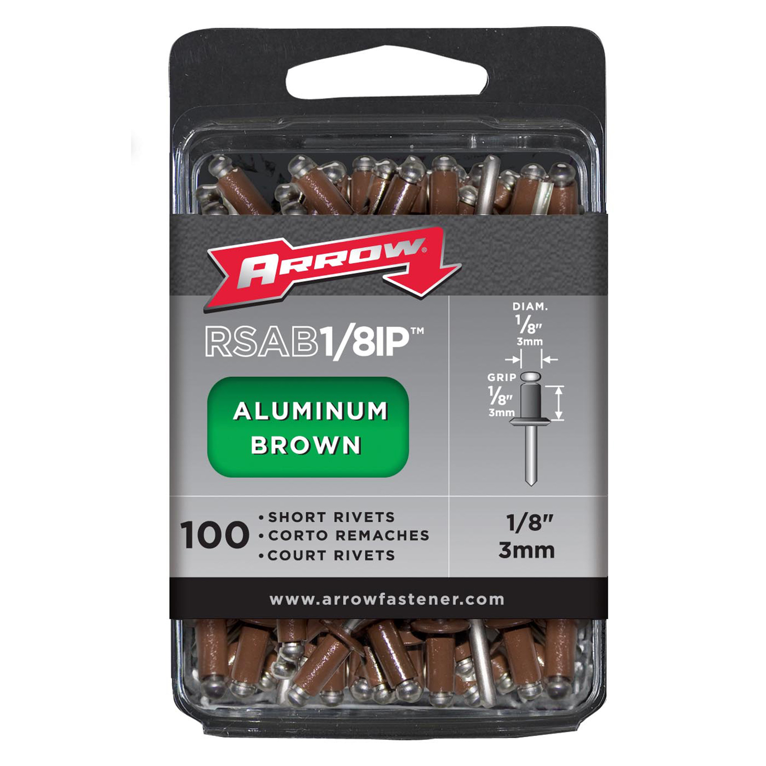 Arrow 1/8 in. D X 1/8 in. Aluminum Rivets Brown 100 pk