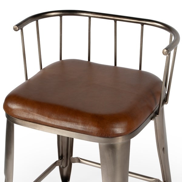 Butler Coriander Iron and Leather Counter Stool