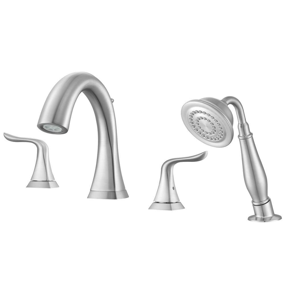 Ancona Scarlett Bathroom 2-Handle Roman Tub Faucet with Hand Shower in Brushed Nickel AN-4533