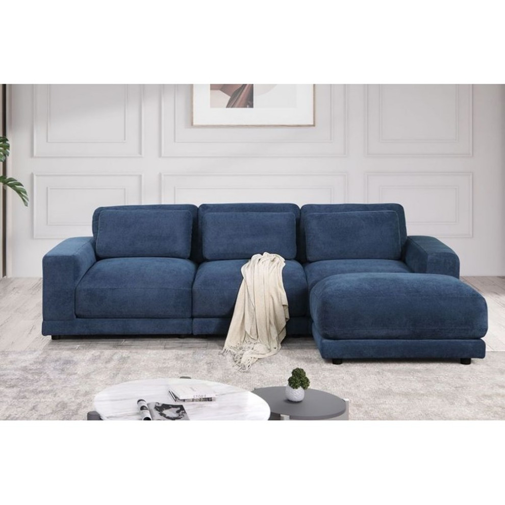 Devion Furniture 4 Piece Upholstered Fabric Modular Sofa in Dark Gray   Living Room Furniture Sets   by Homesquare  Houzz