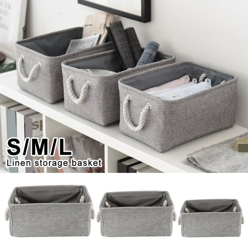 3 Size Storage Bin Basket Box Linen Fabric Organizer Drawer Container Household for Toy Clothes Sundries Storage