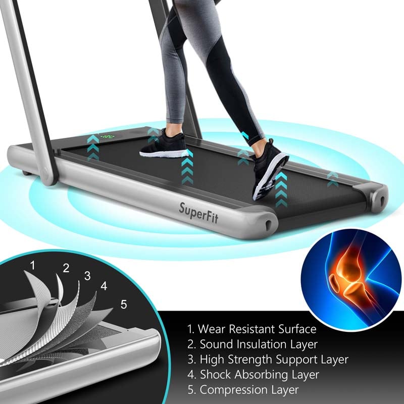 2 in 1 Folding Electric Treadmill for Home Gym, 2.25HP Under Desk Treadmill, Portable Walking Running Machine with Bluetooth Speaker