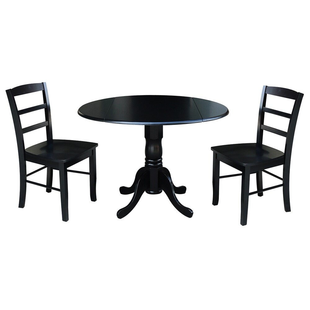 42 inch Dual Drop leaf Pedestal 3 piece Dining Set