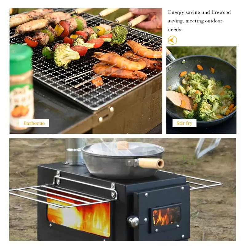 Outdoor Wood Tent Stove Adjustable Chimney tent wood stove camping portable collapsible family meal Sauna Travel