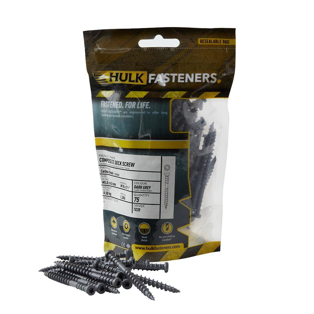 FORTRESS HULK Torpedo Tip Grey Composite Deck Screws (75-Pack) 172565754