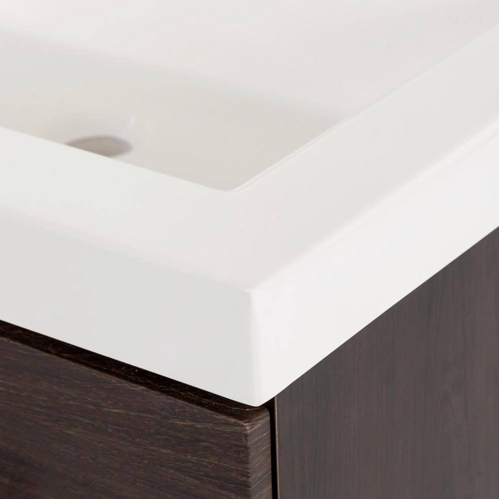 Domani Larissa 24 in. W x 19 in. D Wall Hung Bathroom Vanity in Elm Ember with Cultured Marble Vanity Top in White with Sink LR24P2-EE