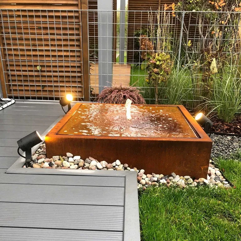 garden decking sculptures metal waterfall black aluminum water fountains outdoor indoor water features table