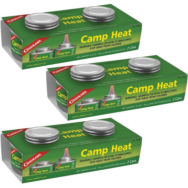 Coghlan x27 s Camp Heat Emergency Cooking Fuel Can 6 Pack Recloseable 4 6 Hr Burn