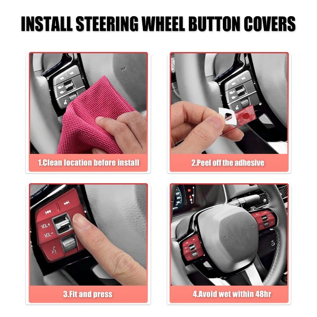 Unique Bargains Steering Wheel Button Stickers Cover Volume Cruise Button Trim For Honda Civic 11th Gen Red 6pcs