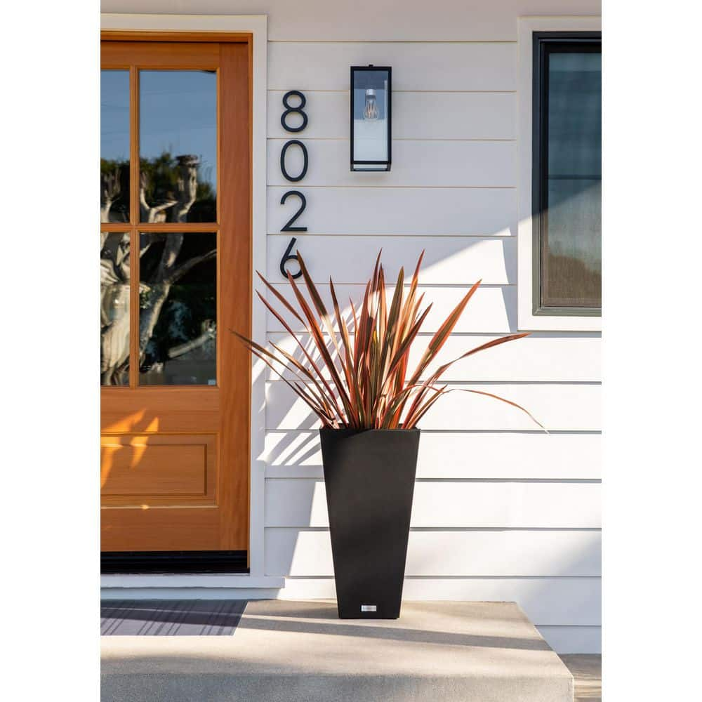 Veradek Midland 26 in. Black Plastic Tall Square Planter MV28B