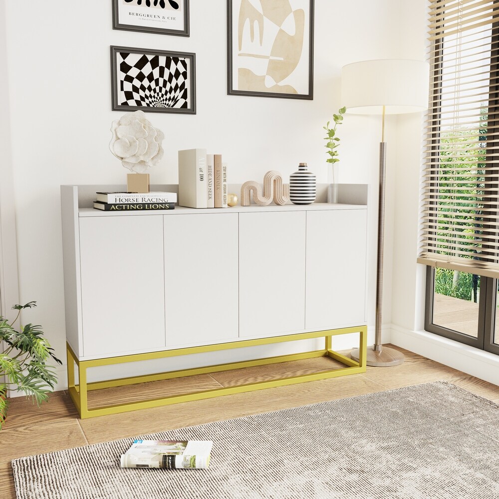 Storage Cabinet with Square Metal Legs and Particle Board Material