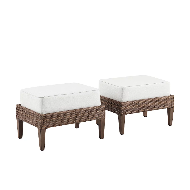 Crosley Capella Outdoor Wicker Ottoman 2-Piece Set