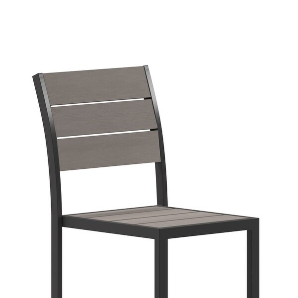 Commercial Grade Outdoor Faux Teak Armless Patio Dining Chair