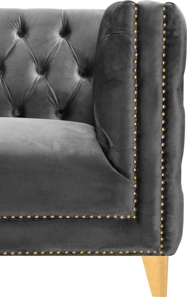 Michelle Fabric Upholstered Chair  Gold Iron Legs   Contemporary   Armchairs And Accent Chairs   by Meridian Furniture  Houzz