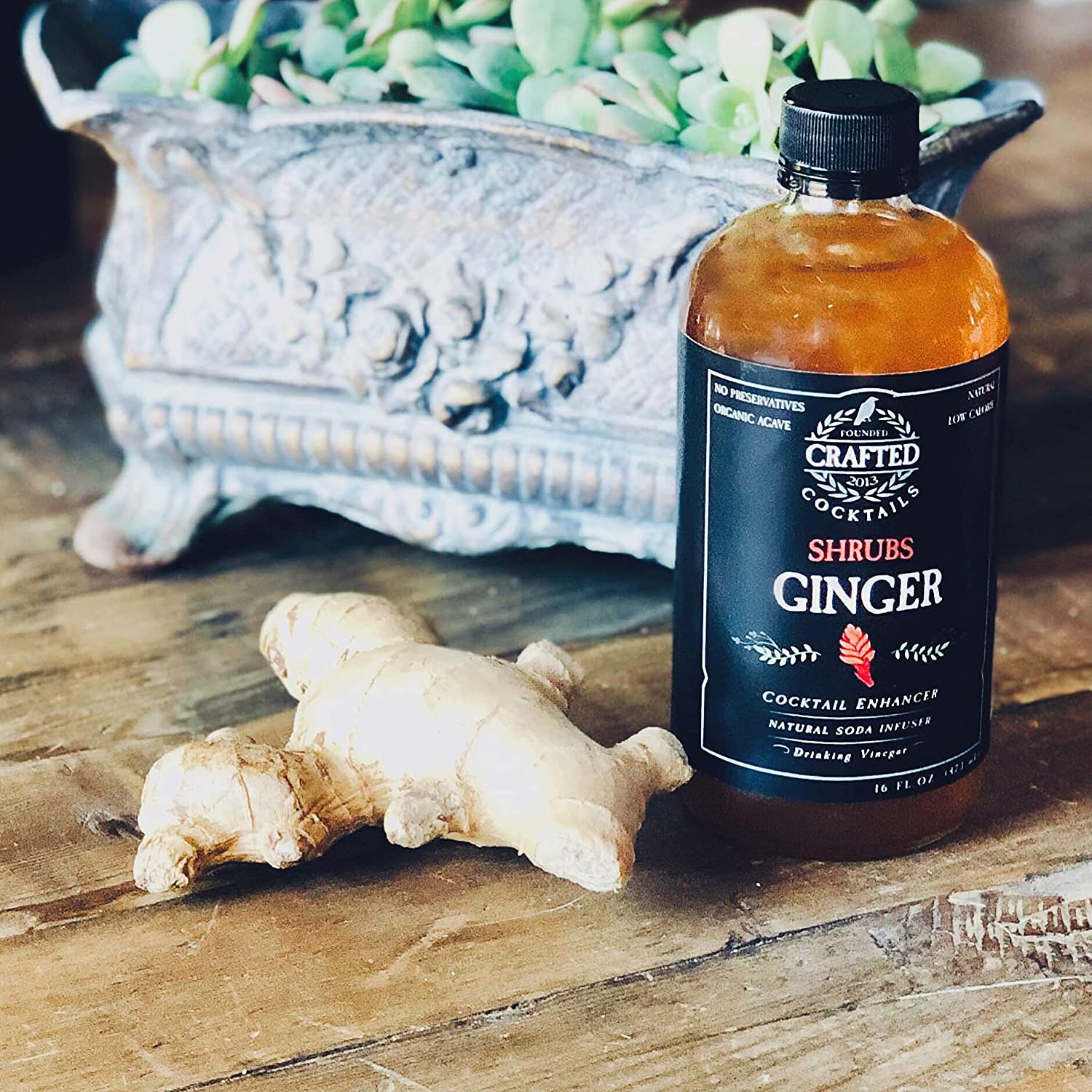 Crafted Cocktails - Ginger Shrubs - 2 Pack - Use as cocktail enhancer， soda flavoring， or culinary ingredient