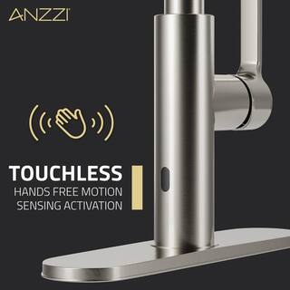 ANZZI Ola Hands Free Touchless 1-Handle Pull-Down Sprayer Kitchen Faucet with Motion Sense and Fan Sprayer in Brushed Nickel KF-AZ303BN