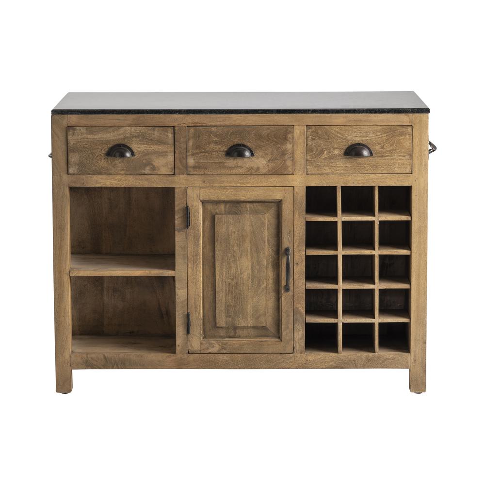 Bengal Manor Mango Wood And Granite Kitchen Island Brown Wood