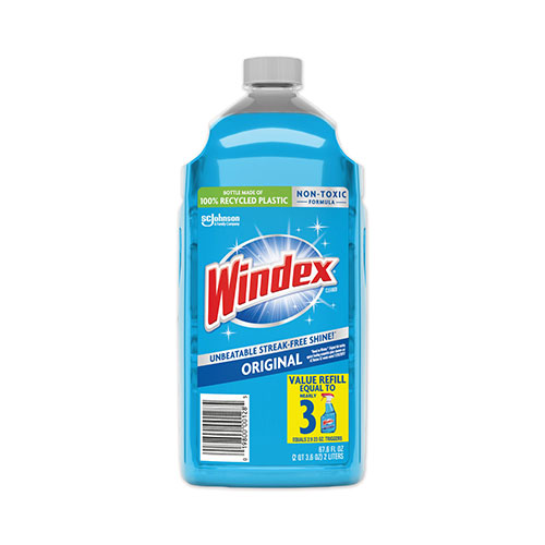 SC Johnson Windex Glass Cleaner with Ammonia-D | 67.6oz Refill， Unscented， 6