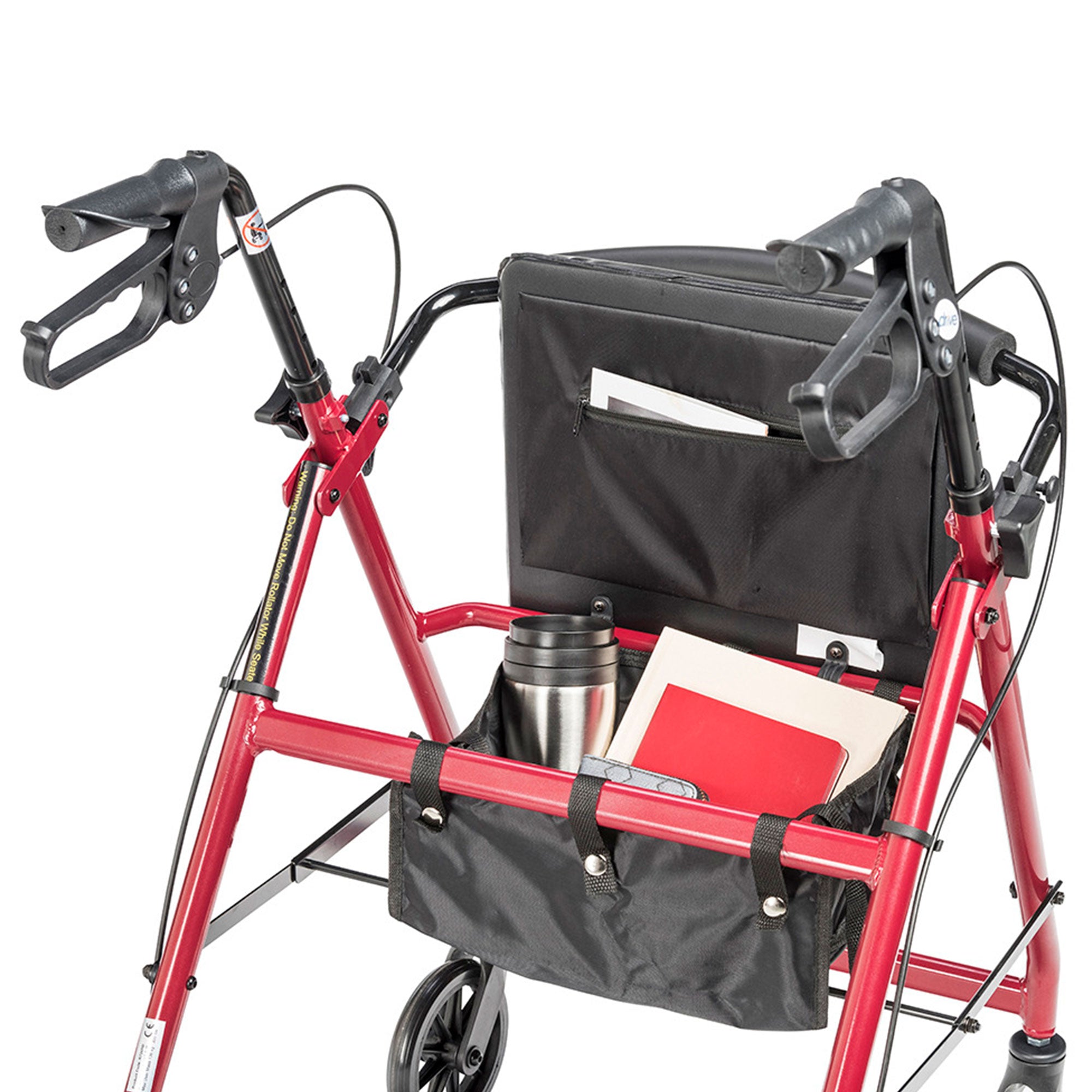 Drive Medical Adjustable Height Aluminum Frame Rollator with 6 Inch Casters, Red