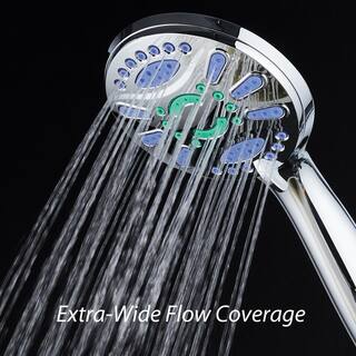 Aquastar Antimicrobial 6-Spray 4.3 in. High Pressure Single Wall Mount Handheld Adjustable Shower Head in Chrome 6730